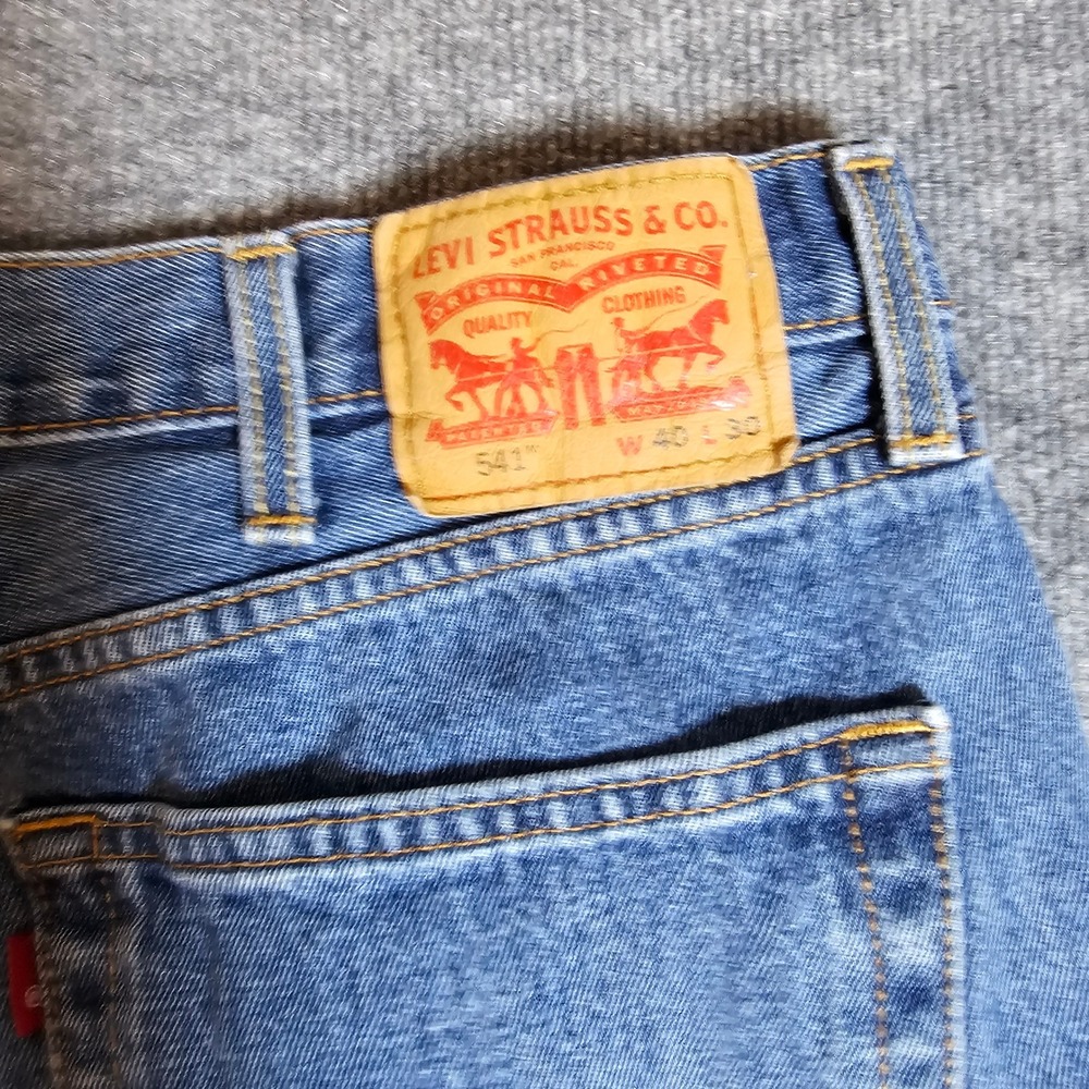 Lot of 2 Levi's 541 Athletic Taper Jeans Mens 40x30 Blue Denim Pants Repaired - Picture 6 of 16